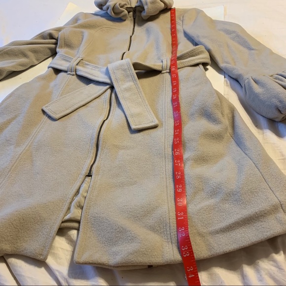 Small Zara Woman cream wool blend tie waist peacoat - Picture 4 of 14